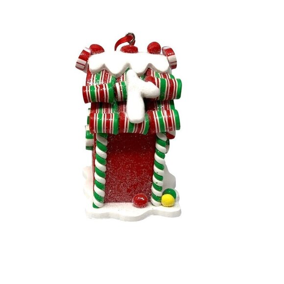 Gingerbread House Ornament Peppermint Candy Cane Christmas Holiday Red 3in - Picture 4 of 6